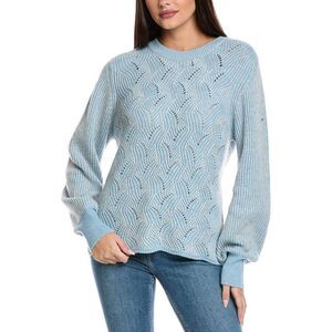 &Isla Womens  Millie Plaited Wool & Cashmere-Blend Sweater, Blue